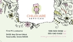 Babysitting and Daycare Business Card